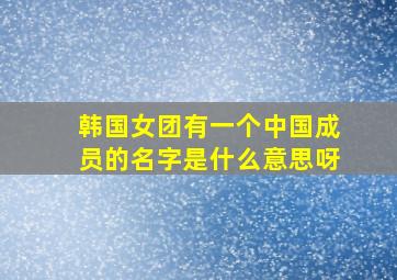 韩国女团有一个中国成员的名字是什么意思呀