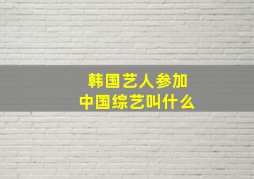 韩国艺人参加中国综艺叫什么