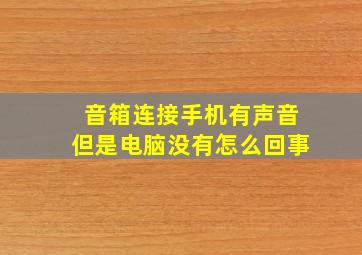 音箱连接手机有声音但是电脑没有怎么回事