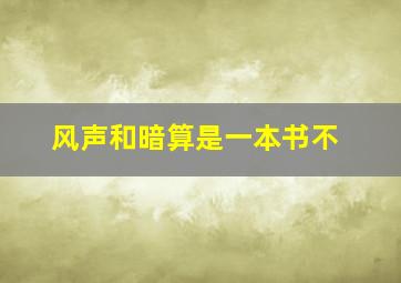 风声和暗算是一本书不