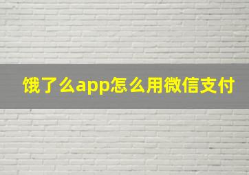 饿了么app怎么用微信支付