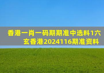 香港一肖一码期期准中选料1六玄香港2024116期准资料