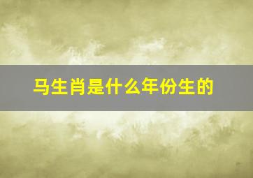 马生肖是什么年份生的