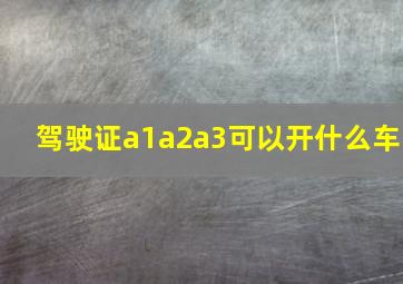 驾驶证a1a2a3可以开什么车