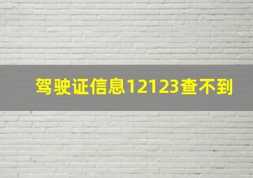 驾驶证信息12123查不到