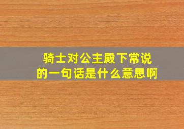 骑士对公主殿下常说的一句话是什么意思啊