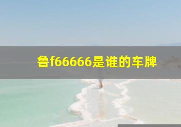 鲁f66666是谁的车牌