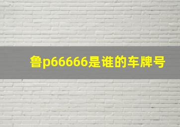 鲁p66666是谁的车牌号