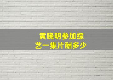 黄晓明参加综艺一集片酬多少