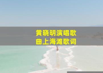 黄晓明演唱歌曲上海滩歌词