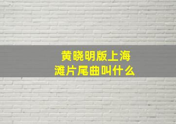 黄晓明版上海滩片尾曲叫什么