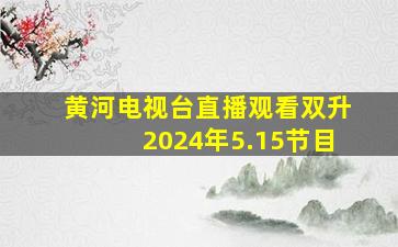 黄河电视台直播观看双升2024年5.15节目