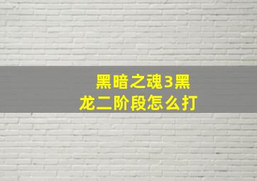 黑暗之魂3黑龙二阶段怎么打