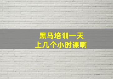 黑马培训一天上几个小时课啊