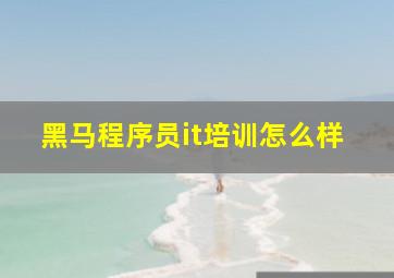 黑马程序员it培训怎么样