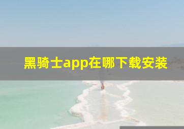 黑骑士app在哪下载安装