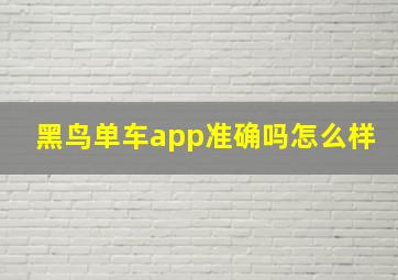 黑鸟单车app准确吗怎么样