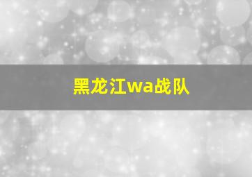 黑龙江wa战队