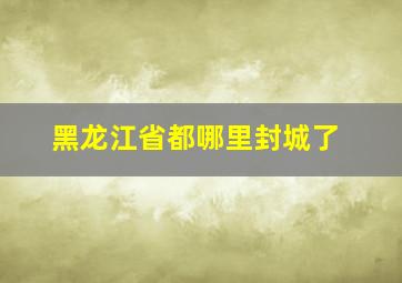 黑龙江省都哪里封城了