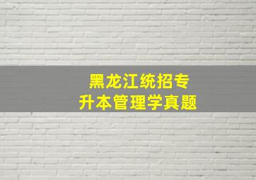 黑龙江统招专升本管理学真题