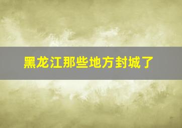 黑龙江那些地方封城了