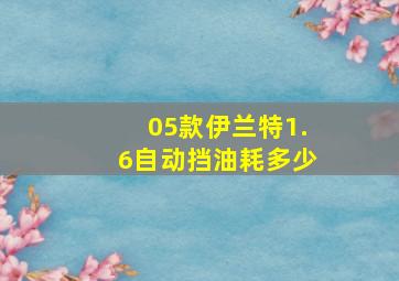 05款伊兰特1.6自动挡油耗多少