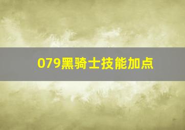 079黑骑士技能加点