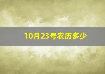 10月23号农历多少