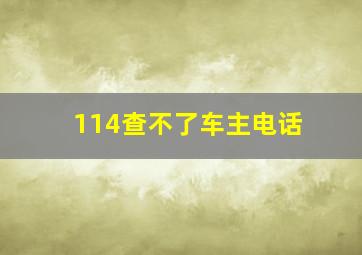 114查不了车主电话