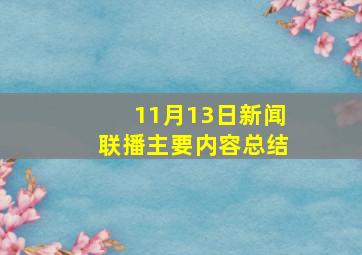 11月13日新闻联播主要内容总结