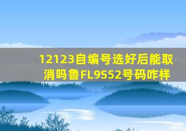 12123自编号选好后能取消吗鲁FL9S52号码咋样