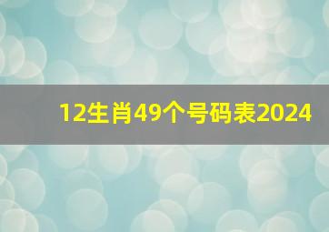 12生肖49个号码表2024