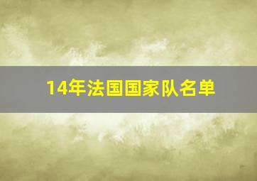 14年法国国家队名单