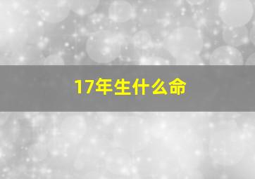 17年生什么命