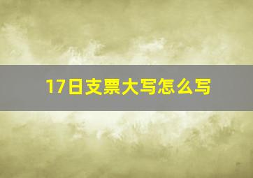 17日支票大写怎么写