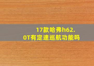 17款哈弗h62.0T有定速巡航功能吗