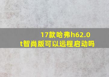 17款哈弗h62.0t智尚版可以远程启动吗