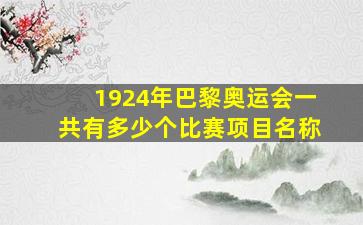 1924年巴黎奥运会一共有多少个比赛项目名称