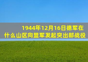 1944年12月16日德军在什么山区向盟军发起突出部战役