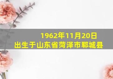 1962年11月20日出生于山东省菏泽市郓城县