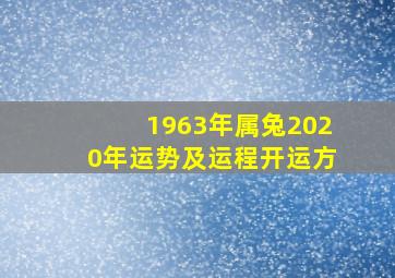 1963年属兔2020年运势及运程开运方