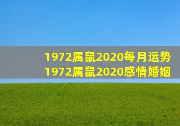 1972属鼠2020每月运势1972属鼠2020感情婚姻