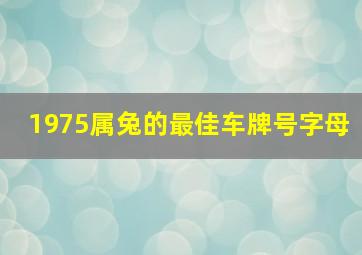 1975属兔的最佳车牌号字母