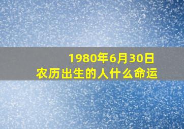 1980年6月30日农历出生的人什么命运