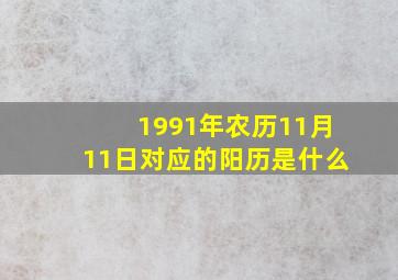 1991年农历11月11日对应的阳历是什么