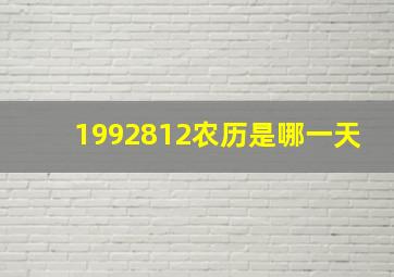 1992812农历是哪一天