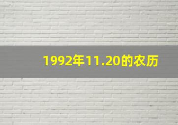 1992年11.20的农历