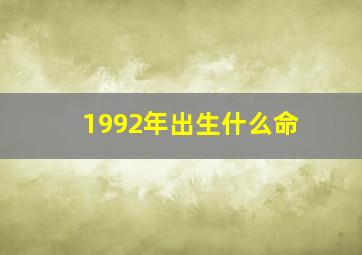 1992年出生什么命