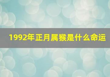 1992年正月属猴是什么命运