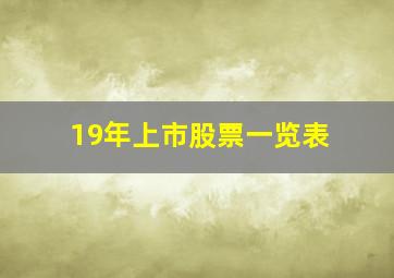 19年上市股票一览表